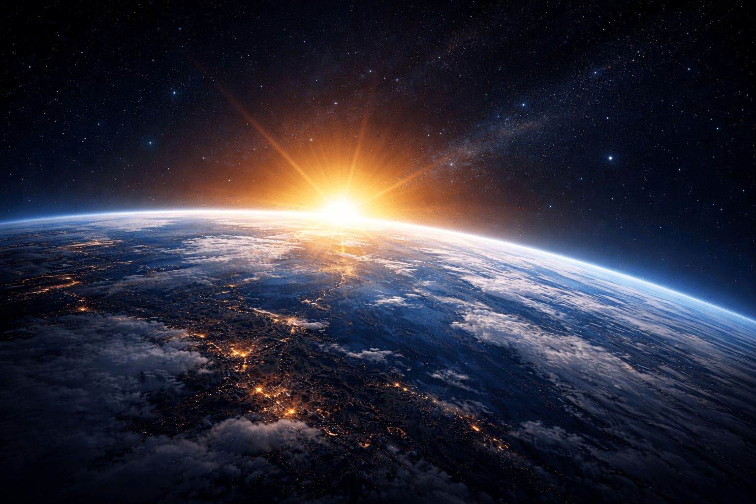 Hopeful horizon over a distant world